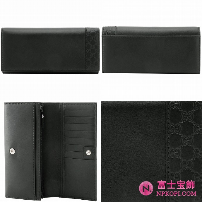 GUCCI/グッチ 2012年春夏MISTRALマイクログッチシマ柄GGロゴトリム2つ折り長財布 256434 A8WQN 1000 